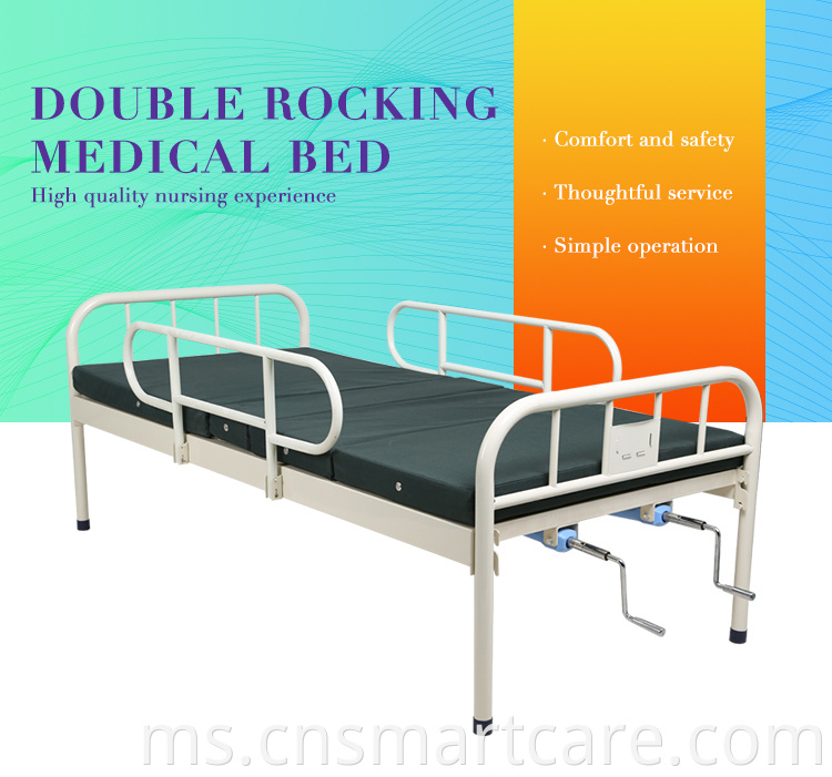 Jualan panas boleh laras harga murah 3 fungsi katil hospital manual dengan 2 engkol